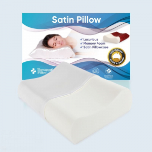 Satin Beauty Pillow - Contoured Memory Foam - Helps minimise wrinkles - Dusty Blue