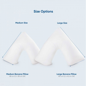Banana Pillow - Best for General Support and Positioning - Medium - Pillow with Tailored Sky Blue Slip - Poly/Cotton