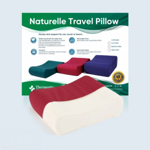 Naturelle Latex Travel Pillow - Half Regular Width for Easy Travel - Naturelle Latex Travel Pillow - Medium - Red