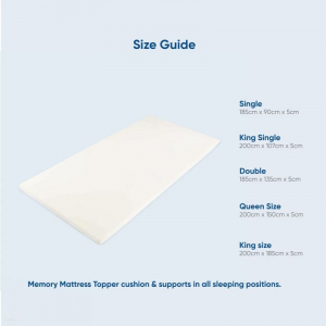 Memory Foam Mattress Topper - Pressure Diffusing Mattress Pad - King Single