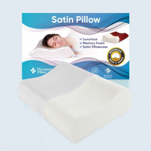 Satin Beauty Pillow - Contoured Memory Foam - Helps minimise wrinkles - Champagne