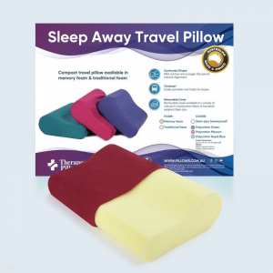 SleepAway Travel Pillow - Traditional Foam - Memory Foam - Steri-Plus (Waterproof)